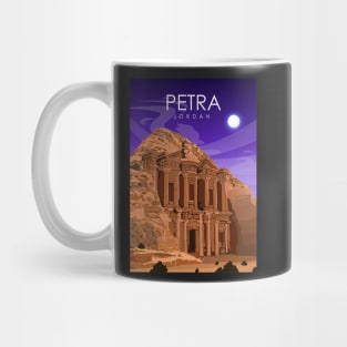 Petra Jordan Vintage Minimal Travel Poster at Night Mug